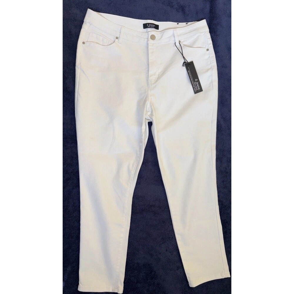 NWT Ladies d. jeans White Recycled Sateen High Waist Stretch Ankle Jeans Size 16